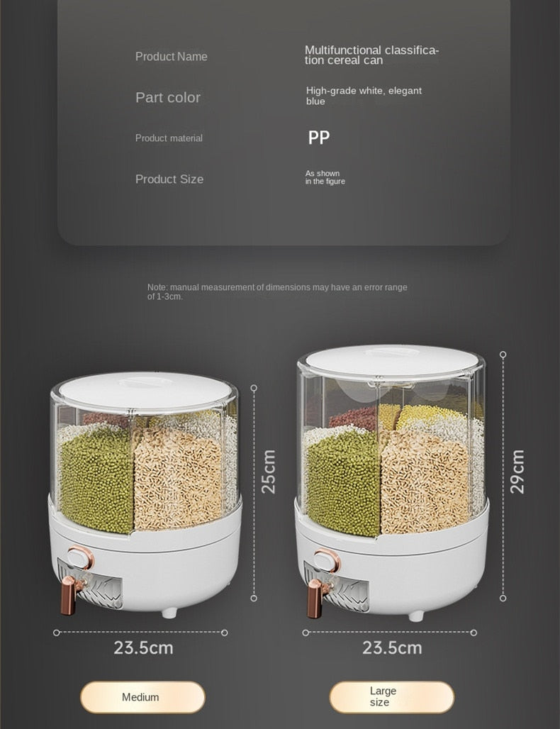 6kg Rice Bucket Grain Storage Box 360 ° Rotary Household Sealed Insect and Moisture Proof Rice Storage Box Rice Can